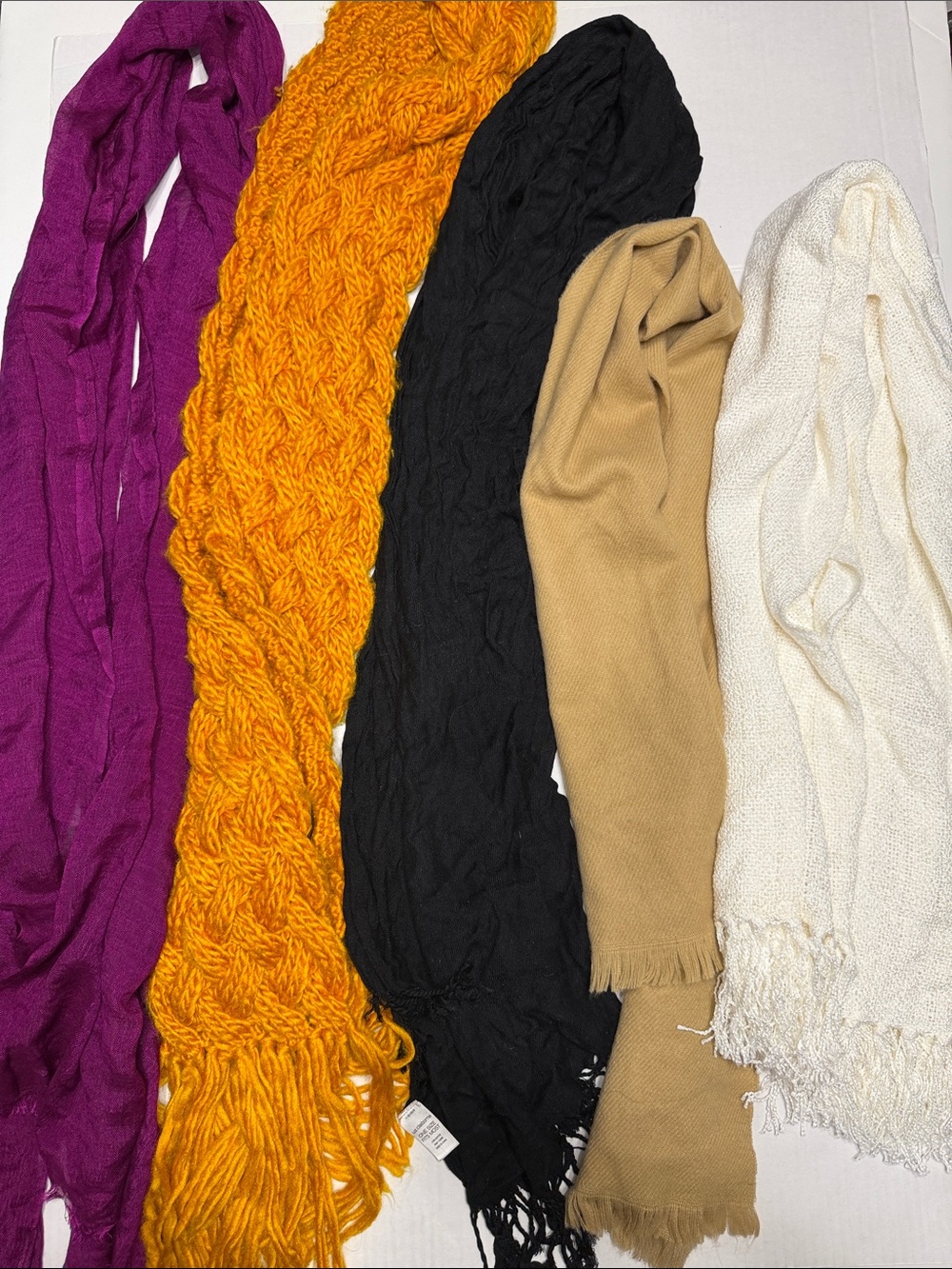 Assorted Women's Scarves Pack - Magenta, Mustard, Black, Camel, Ivory